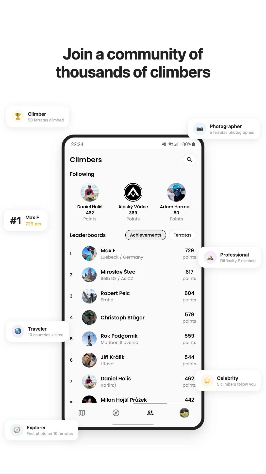 FerrataGuide: Ferrata database screenshot
