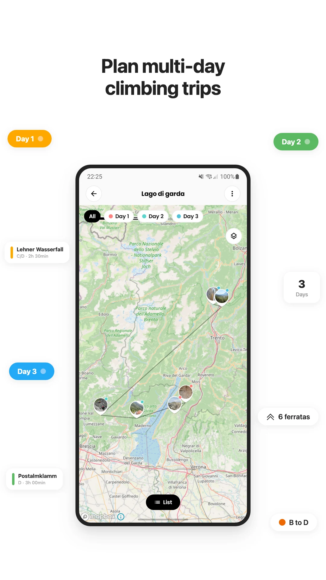 FerrataGuide: Ferrata database screenshot